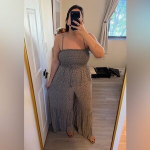 Free People Black and White Patterned Jumpsuit